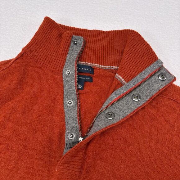 Banana Republic‎ Sweater Men’s Size XL Orange Merino Wool Pullover Thin Knit - Picture 3 of 10
